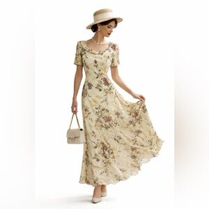 Vintage Max Taylor Floral Lined Maxi Dress - Women’s Size 6